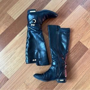 Tall Black Leather Riding Boots